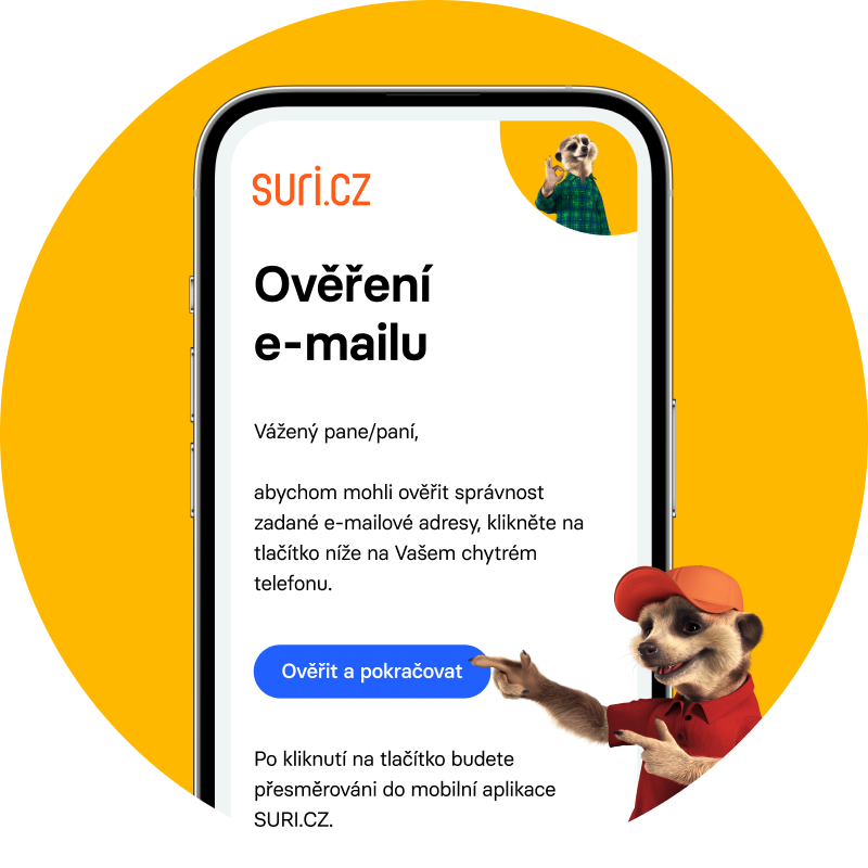 Ověření e-mailu - klikněte na Ověřit a pokračovat na vašem chytrém telefonu.